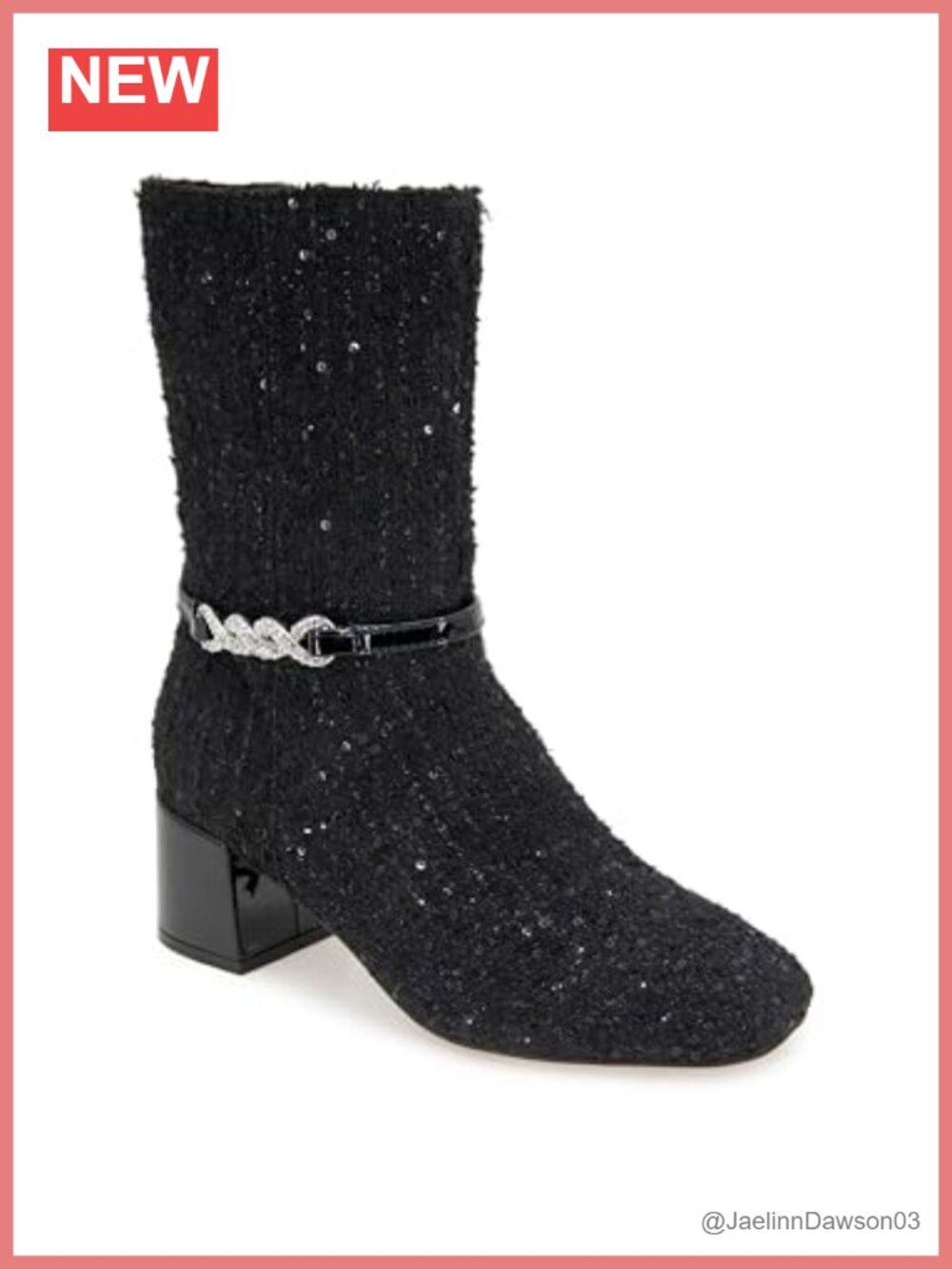Lacey Jewel Bootie Block Heel Zip Ankle Boots
